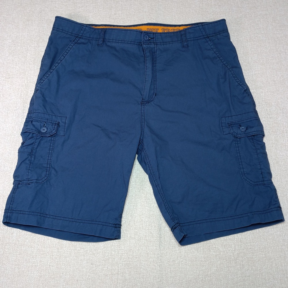 Wear First Mens Blue Ripstop Cargo Shorts Size 40 Free-Band Waist Stretch
